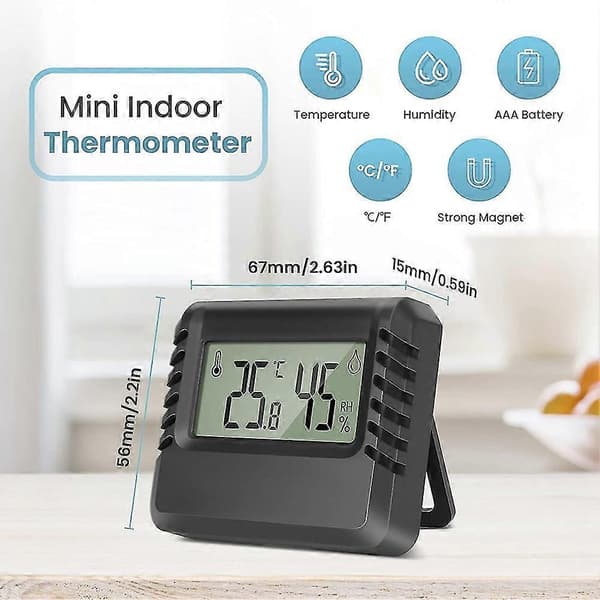 LCD Digitalt Termometer For Innendørs Mini Romtermometer Termo-hygrometer Fuktighetsmåler For L
