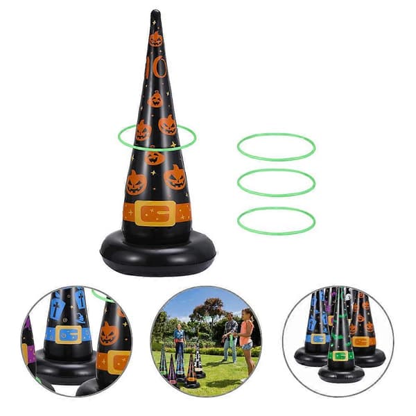 【LD】Inflatable Toys Witch Hat Ring Toss Game Compatible with Toy 1 Set Party Game