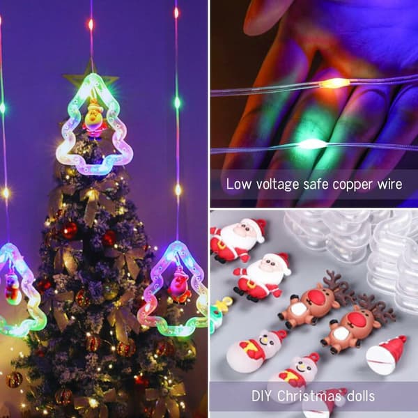 LED Christmas Lighting, 3M LED Christmas Decoration USB Light String with Hooks, Christmas Window Decoration Lighting, Indoor Curtain Flashing