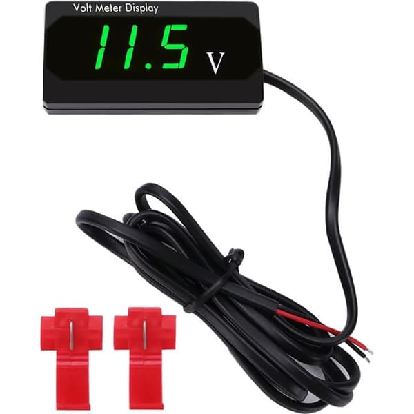 DC 12V Vandtæt Bilvoltmeter med LED-display, Spændingsmåler med Terminaler, Mini LED-voltmeter til Båd, Motorcykel, Lastbil, ATV, UTV, Grøn