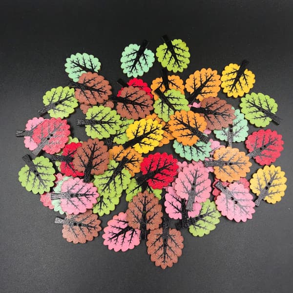 ##/50 stk farverige træ håndlavede DIY-knapper##/
