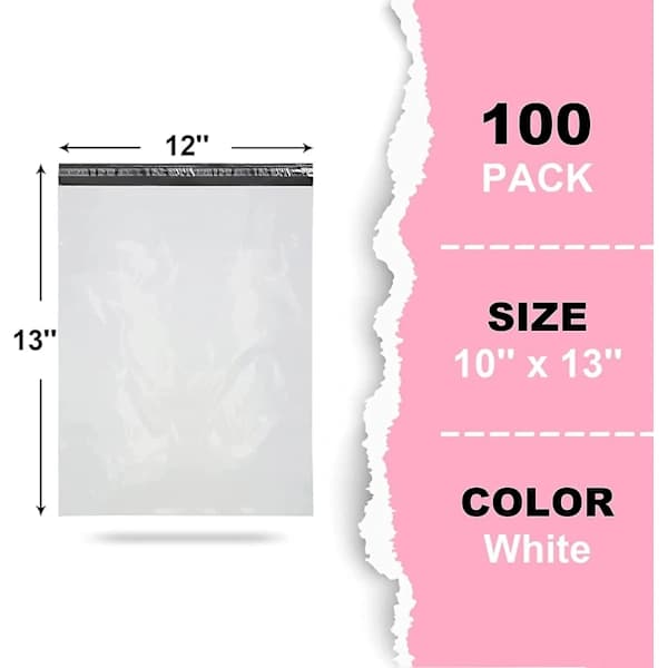 Postposer - 10'x13'(254x330mm) - 100 stk Acsergery Forsendelse Poly Post Selvklæbende Poser - Konvolut Gave,A