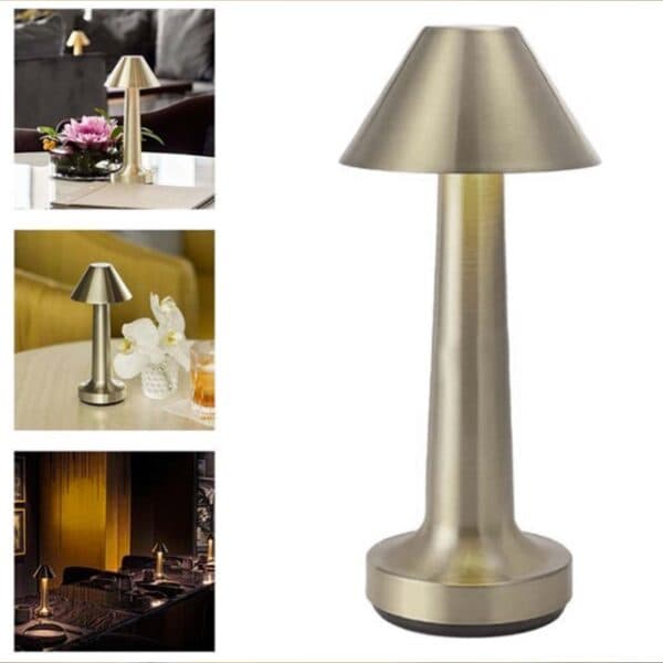 Retro Rechargeable Metal Table Lamp Dimmer Gold