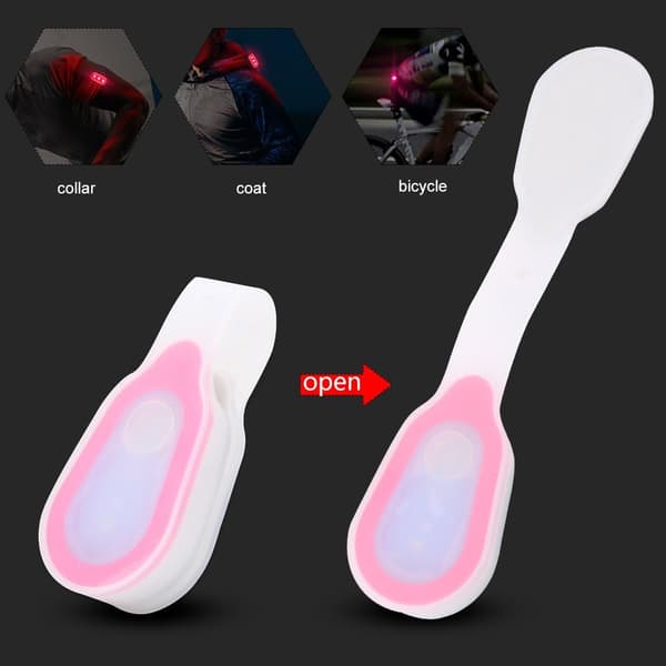Løpelys for løpere Vanntett Bærbar Utendørs LED Mini Nattknapp Silikonklemme Lampe Rosa Strobelys