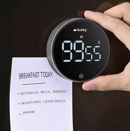 Magnetisk Køkkenur med LCD Display sort black