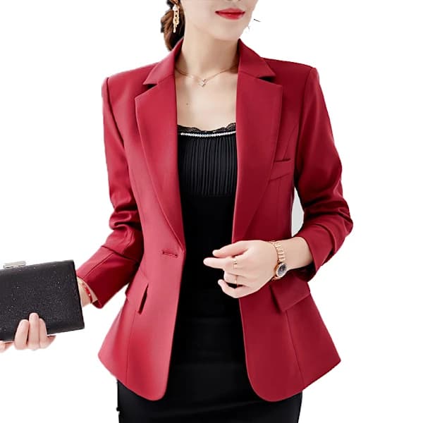 Dam Blazer Slim Fit Långärmad Krage Jacka Business Kontorsjacka L
