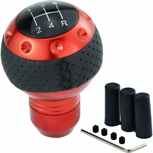 Devenirriche Gear Knob i læder, manuel, 5 gear, 8 mm, 10 mm, 12 mm diameter