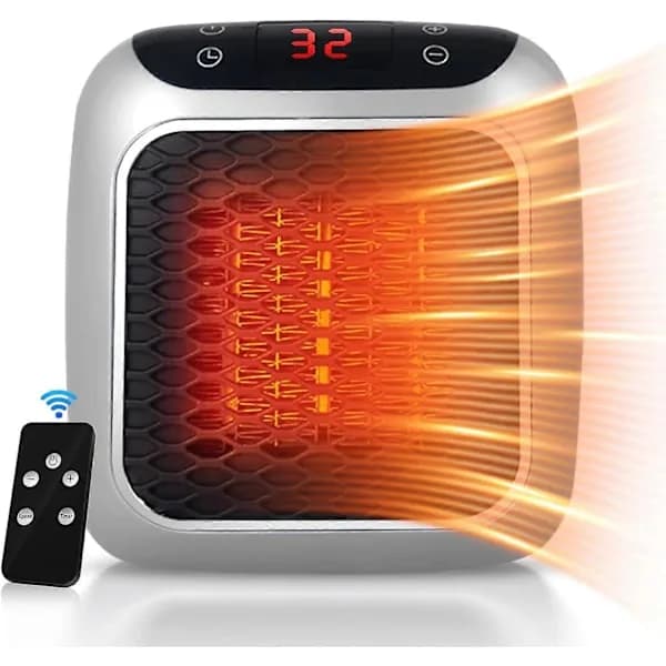 Bærbar 800W keramisk varmeovn med fjernkontroll, 12H timer & LED-display [JUN]