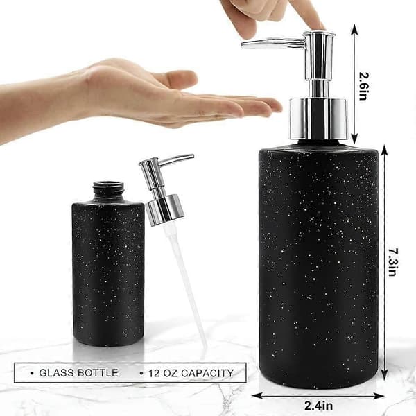 2-pack 350 ml påfyllningsbar tvålpump i glas för badrum och köksbänk