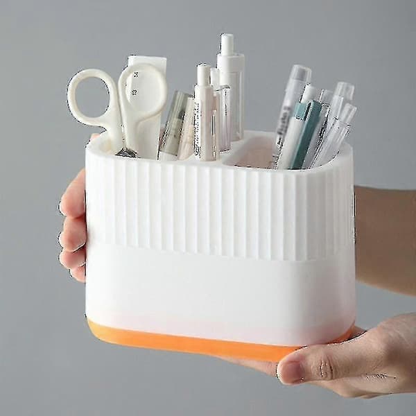Pen holder with compartments for desk storage