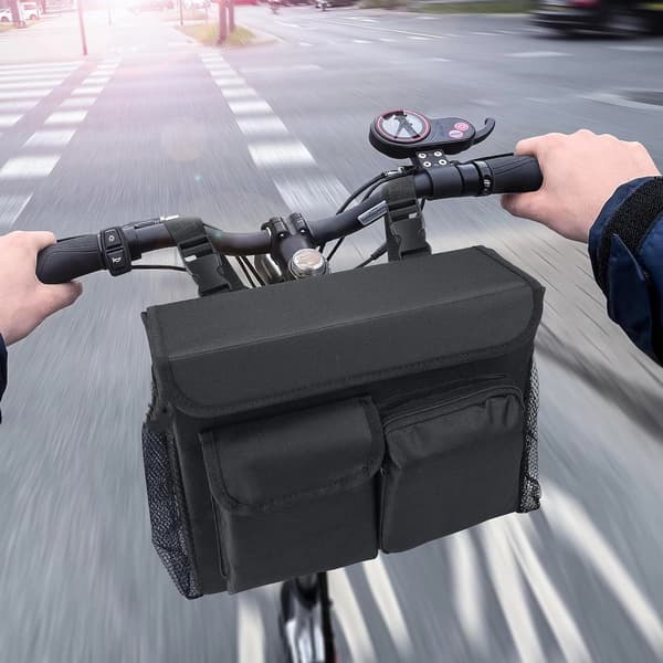 Mobilitetsscootertaske – Organizerlomme med 14-tommer laptoprum og kopholder (sort, kun taske)