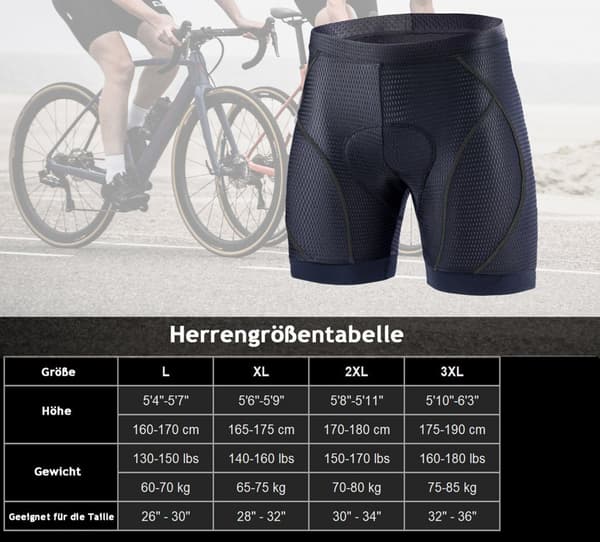 XL, Cykelunderbukser til mænd, perfekte til cykling