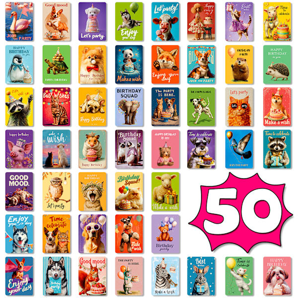 50-pakning bursdagskort