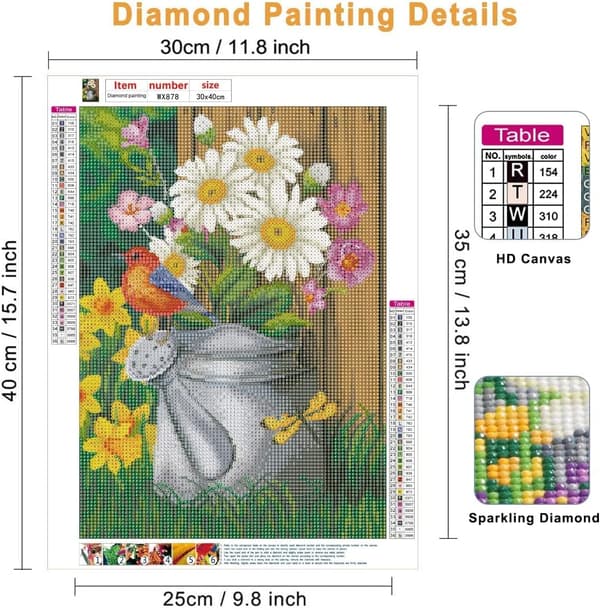 Diamantmalt vase med alle diamantmalte blomster