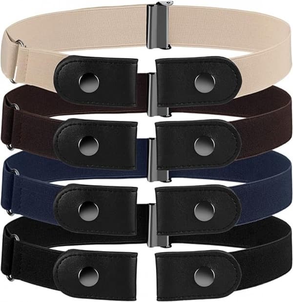 4 deler - Spennefrie belter - Unisex - Justerbar spenne - Elastisk linning - Spenneløst belte - Usynlig elastisk linning - 4 spenner