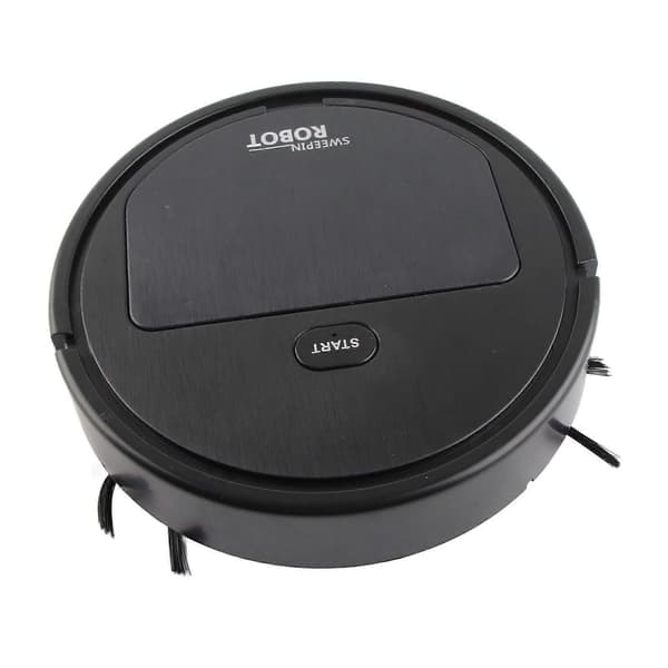 Robot Vacuum Cleaner 3 in 1 Rechargeable Low Noise Intelligent Mopping Robot Sweeper for Hair Dust Debris Black