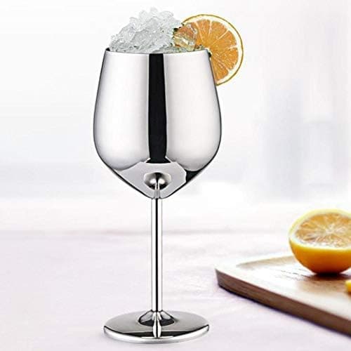 500ml Rostfritt Stål Maple Tint Vinglas, Metallstjälksglas, Okrossbart Vitvins Cocktailglas, BPA-fritt
