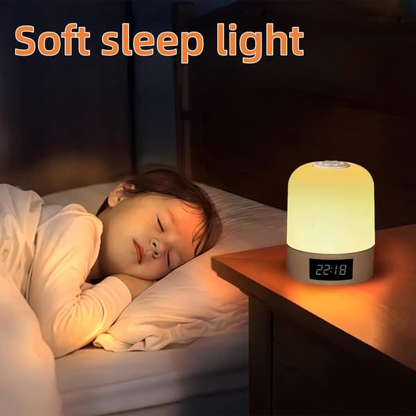 Baby Night Light, Rechargeable, Touch and Remote Control, 3 Colors, Timer, Clock, Nursery, Breastfeeding & Travel, White, 8x8x10.9cm