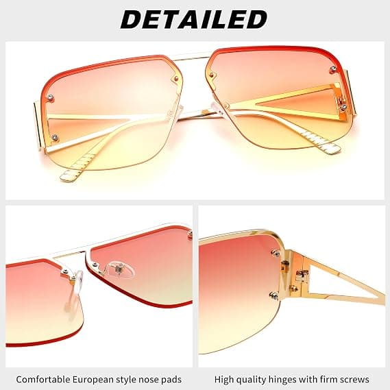 Pilot Solbriller Dame Herre Trendy Rammeløs Retro Firkantede Nuancer Store Metalsolbriller