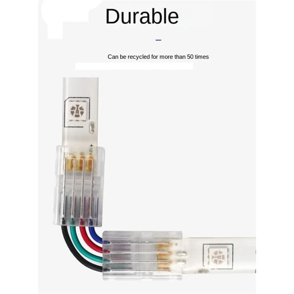 10 stk. L-formede 4-benede LED-stik 10 mm Loddefri adapterstik til 5050 RGB LED-strip