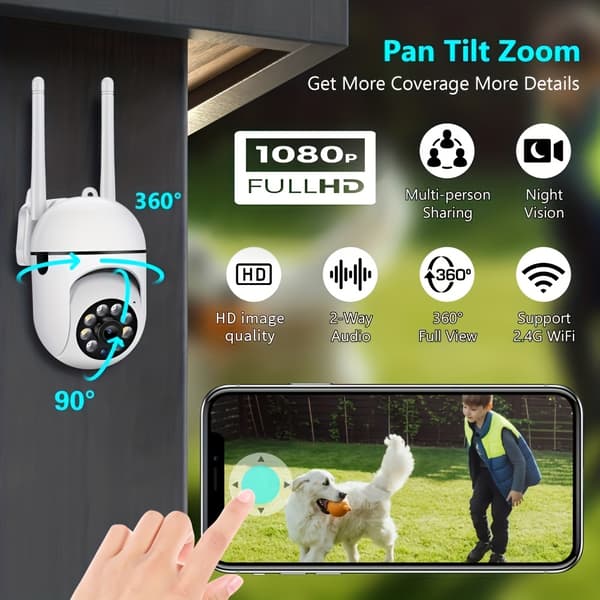 1080P WIFI overvåkingskamera 355 graders intercom hjem sikkerhetskamera