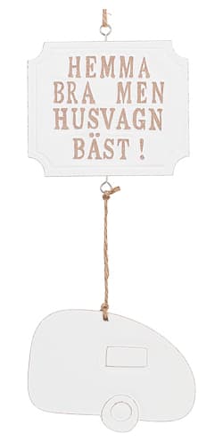 Puinen kyltti asuntovaunu