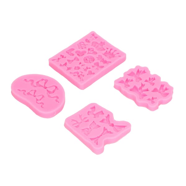 4 stk. sløjfe-krone silikoneforme, holdbare fødevaregodkendte non-stick fondantforme til kage, brød, chokolade