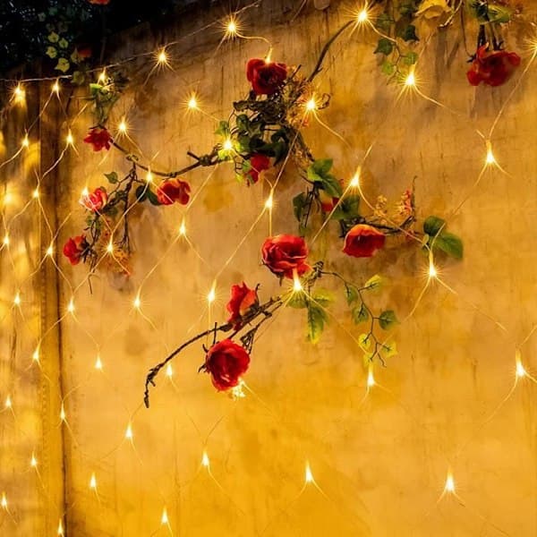 6x4ft 480 LED Lämmin valkoinen jouluvaloverkko sisä- ja ulkokäyttöön[JUN]