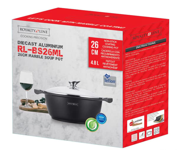 Royalty Line RL-BS26M: Marmoripinnoitettu keitto- ja patapata - 26 cm