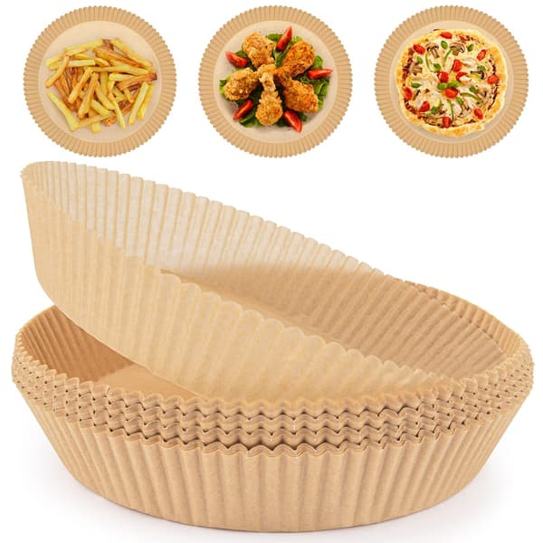 Airfryer Papirforinger, 20 cm, 100-pak, Naturlig, Non-Stick Pergament, Engangs