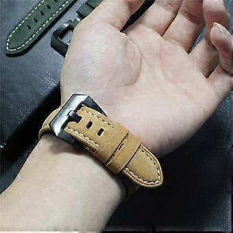 Genuine Leather Watch Strap Replacement Compatible For Garmin MARQ Series/Fenix5/5X/5S/Forerunner945/Approach S60(Brown)