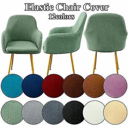 High Back Dining Chair Armchair Cover - Solid Seat Cover with Armrest Covers in Light Grey