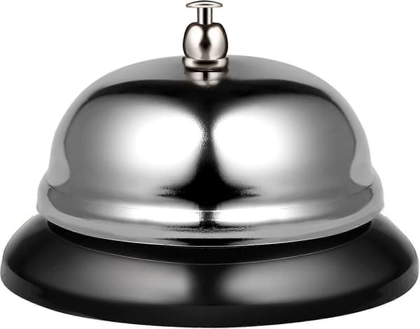 Reception Tracking Bells, 8.5 cm in diameter, chrome-plated kitchen clock, all metal, desk clock for hotels, schools, restaurants, hotels