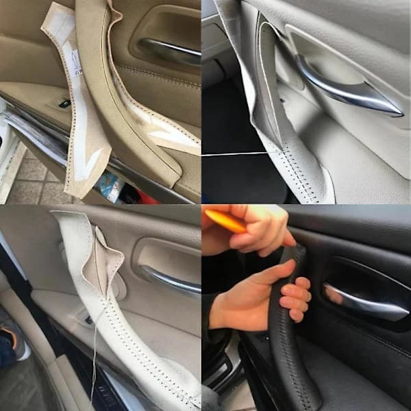 Leather Handle for Car Interior Door, Door Panel Handle, Pull Cover for - 3 Series 2005-2012 E90 E9 Black