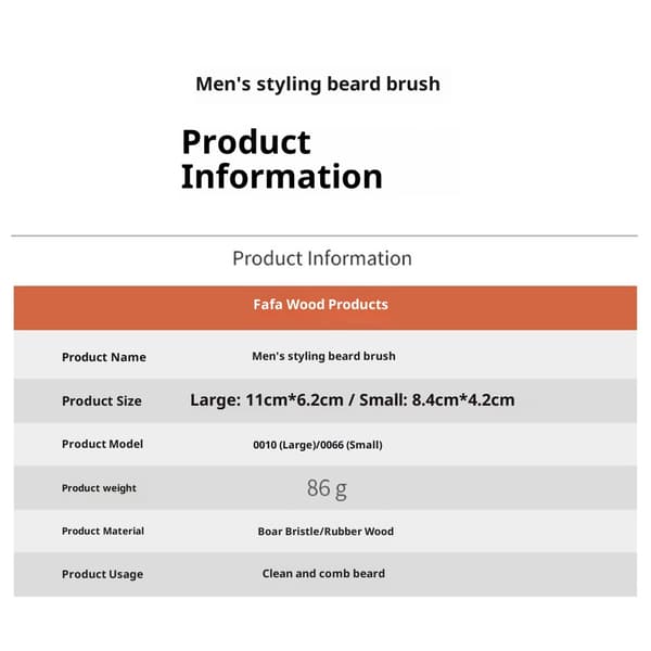 Men's Boar Bristle Beard Brush with Wooden Handle - Pocket Size (Black)