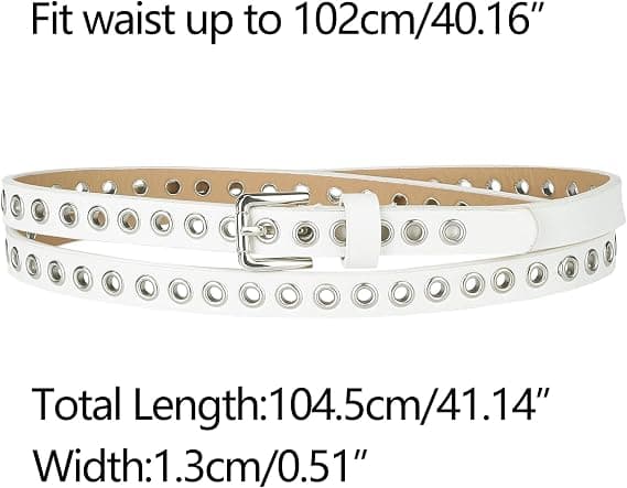 Grommetbælte Læder Skinny Plus Size Taljebælter til Kvinder Punk Rock Stil