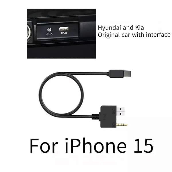 Til Kia Hyundai AUX USB C-kabel 3,5 mm Jack Musiklyd Opladningskabel Til iPhone 15