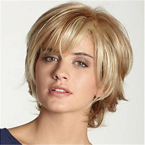 Short microwave-safe human hair wig with bangs for women