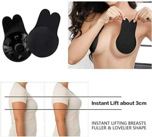2 par usynlige push-up bh'er, selvklæbende bh'er med prikket design, stropløs push-up bh, 11,5 cm