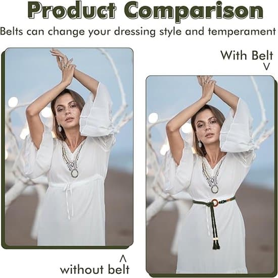 Belt - Tassel Belt - Thin Beaded Belt - Adjustable for Women - Versatile - Slim Women's Belt - Long String - Suitable for Skirts, Jeans