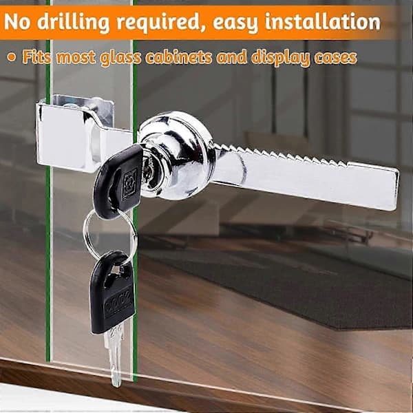 2-pack Sliding Glass Door Latch Locks with Key, Security Locks for Glass Cabinet Doors [CO]