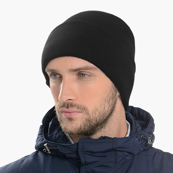 Warm Winter Beanie - One Size Fits All Black Grå