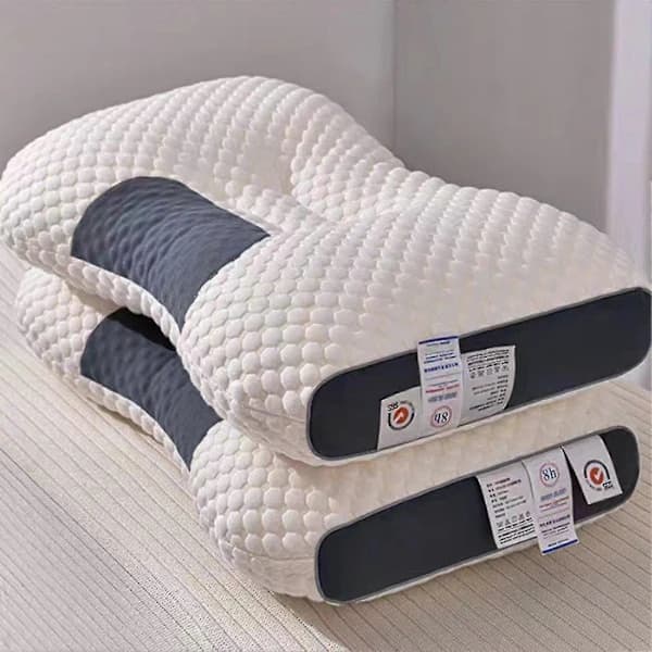 Ergonomic Neck Support Pillow, Breathable Knitted Cotton, Head and Shoulder Relief for All Sleeping Positions, 48 x 74 cm Honeycombed Medium Honeycombed Medium