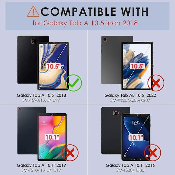 Samsung Galaxy Tab A 10.5 Deksel - 360 Roterende Stativ med Støtsikkert Slankt Skall[JUN]
