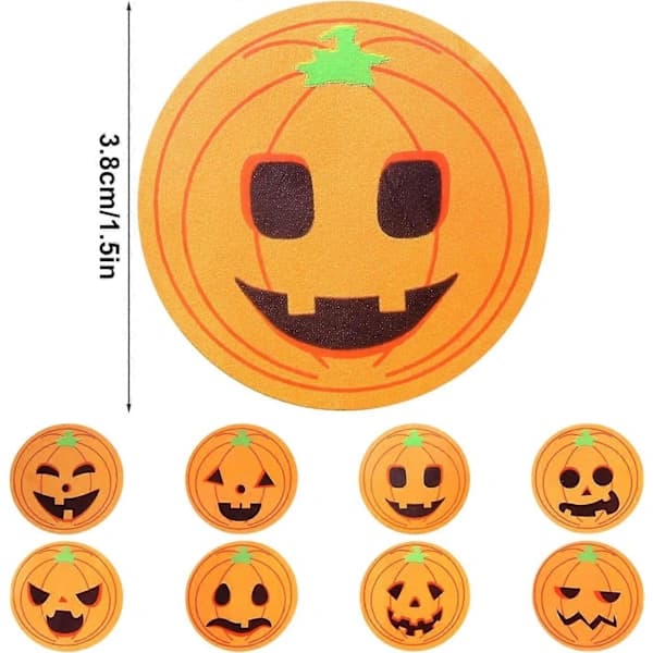 Halloween gresskar klistremerker 500 stk rull for sesongdekorasjon