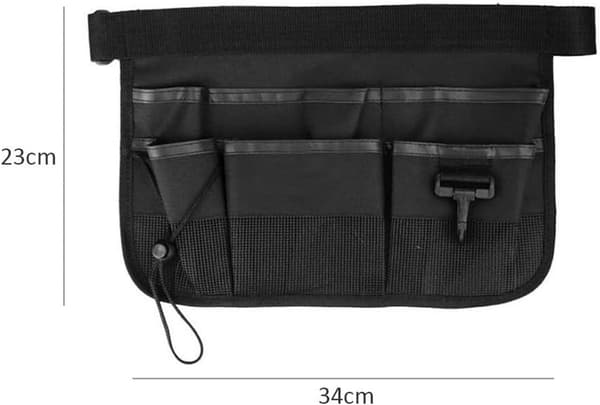 34*23 cm Garden Tool Belt - Durable Oxford, 7 Pockets - Adjustable Organizer for Men & Women - Black