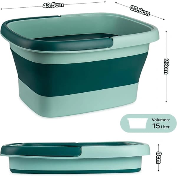 Foldable Basin, Portable Foldable Foot Bath with Handle - Massage Function for Relaxed Feet (15L, Light Green)