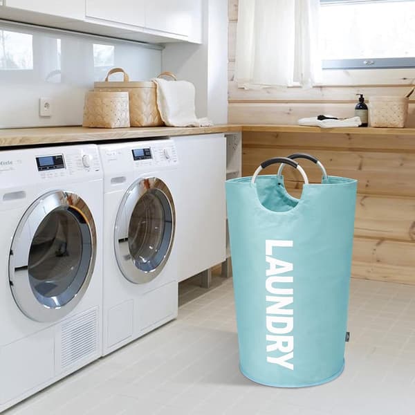 Foldable Laundry Basket 115L Large Collapsible Laundry Hamper with Raised Feet Easy to Clean for Home, Dorm, and Camping Lake Blue
