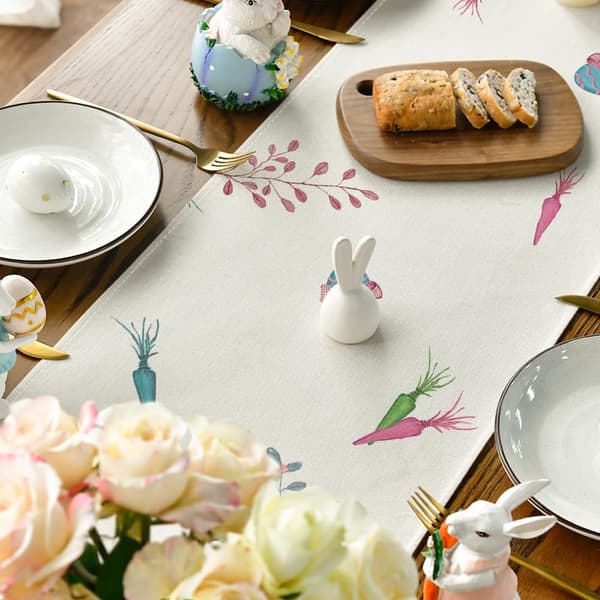 Rabbit Easter Bunny Table Runner, Seasonal Spring Holiday Kitchen Dining Table Decoration 33 x 183 cm