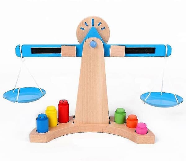 Scale / Wooden Baby Scale, Shop Accessory, Incl. Weights, From 3 Years
